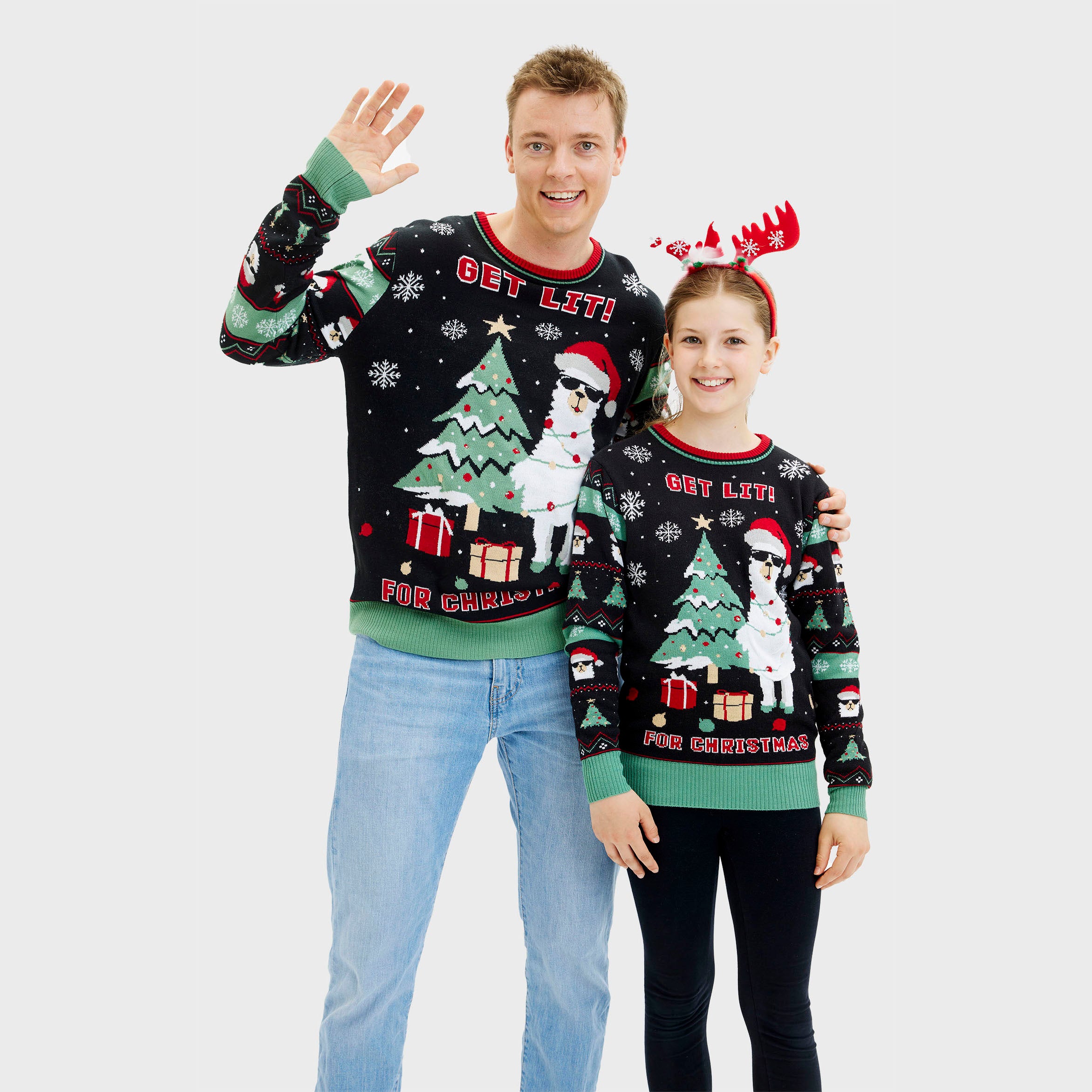 Get Lit Llama Christmas Sweater - Dame